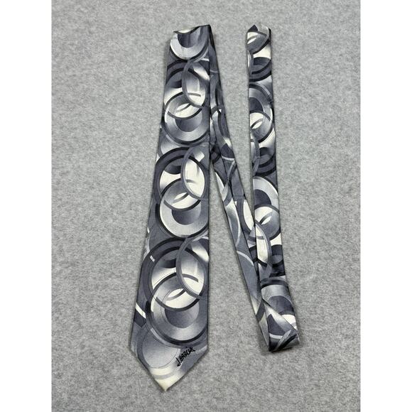 J. Garcia Clockworks Watercolor Collection Gray White Silk Neck Tie - Picture 1 of 6